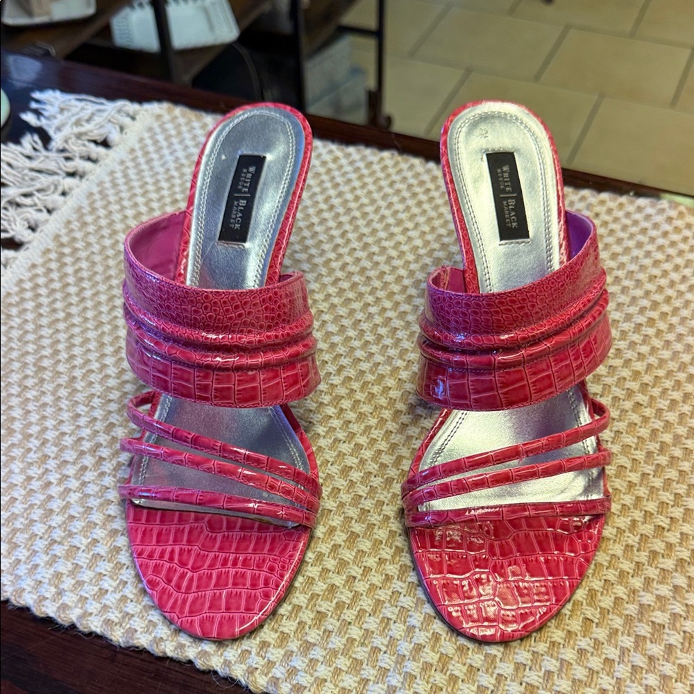 White House Black Market Pink Croc-Embossed Heels